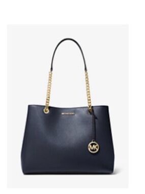 Michael Kors Navy Leather Tote with Gold Chain Handles
Susannah Large Saffiano